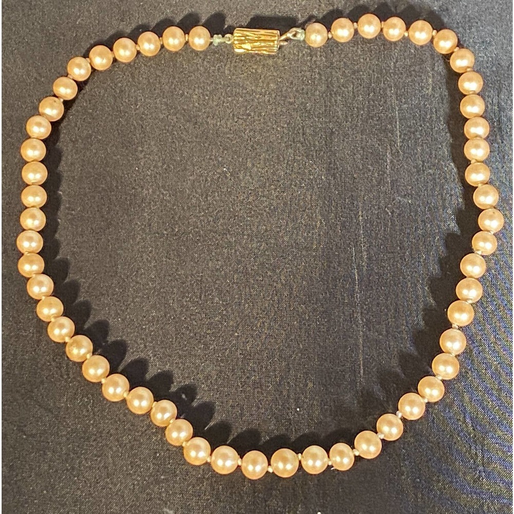 Vintage Simulated Pearls 15” X 5 mm Necklace Gold Clasp Fashion Estate - Picture 5 of 8